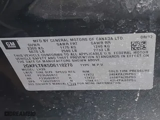 2013 GMC Terrain SLE with VIN 2GKFLTEK5D6118270, listed as a IAAI auction lot 41681262 with 103,188 mi miles. Bid and sale history available at carsss.com. Image 9.