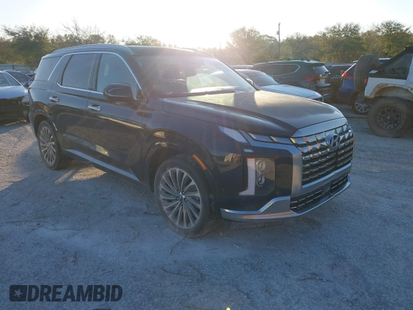 2024 Hyundai Palisade Calligraphy z VIN KM8R74GE4RU653931, wystawiony jako IAAI lot #41803590 z przebiegiem 25 374 mil mil oraz . Historia ofert i sprzedaży dostępna na DreamBid. Obrazek 1.