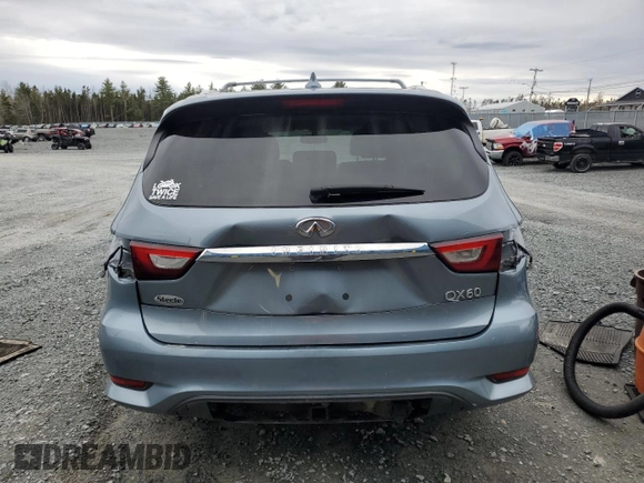 2017 Infiniti QX60 with VIN 5N1DL0MMXHC540418, listed as a Copart auction lot 52478275 with 215,535 mi miles and Salvage Title. Bid and sale history available at carsss.com. Image 6.