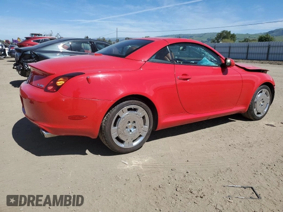 2002 Lexus SC 430 with VIN JTHFN48Y820020477, listed as a Copart auction lot 52560685 with 61,048 mi miles and Salvage Title. Bid and sale history available at DreamBid. Image 3.