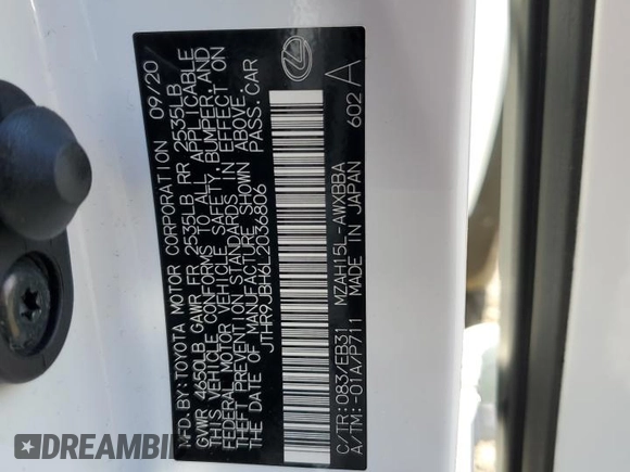 2020 Lexus UX 250h F Sport с VIN JTHR9JBH6L2036806, выставлен на аукционе Copart как лот 55827085 с пробегом 45 122 миль миль и Списание • Salvage title. История ставок и продаж доступна на DreamBid. Изображение 12.