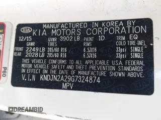 2016 Kia Soul z VIN KNDJN2A29G7324874, wystawiony jako IAAI lot #41835148 z przebiegiem 126 456 mil mil oraz . Historia ofert i sprzedaży dostępna na DreamBid. Obrazek 9.