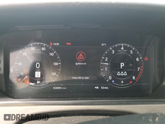 2020 Land Rover Range Rover Velar S with VIN SALYB2EX6LA277693, listed as a Copart auction lot 59381735 with 58,993 mi miles and Salvage title. Bid and sale history available at DreamBid. Image 9.