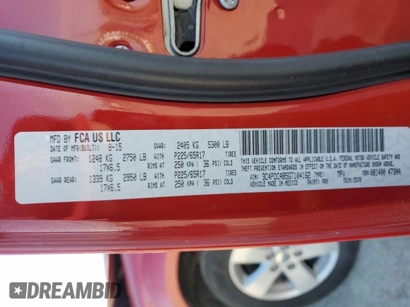 2016 Dodge Journey American Value with VIN 3C4PDCAB5GT104162, listed as a Copart auction lot 50622755 with 149,725 mi miles and Salvage Title. Bid and sale history available at DreamBid. Image 12.