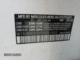 2023 Mercedes-Benz EQB 300 z VIN W1N9M0KBXPN051845, wystawiony jako Copart lot #58323794 z przebiegiem 10 846 mil mil oraz Szkoda całkowita • Salvage title. Historia ofert i sprzedaży dostępna na DreamBid. Obrazek 14.