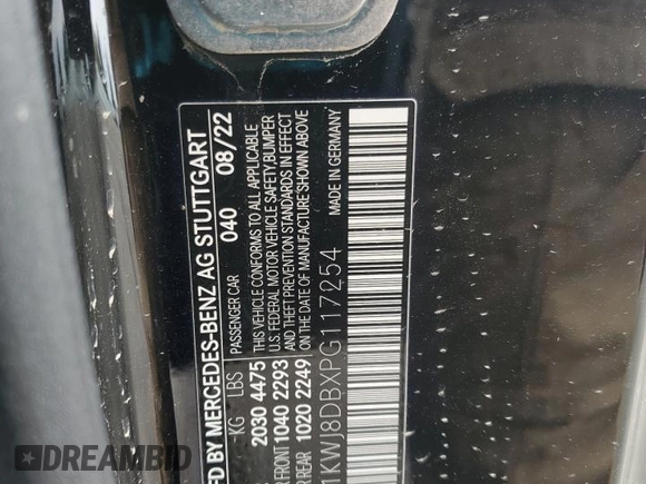 2023 Mercedes-Benz C 300 with VIN W1KWJ8DBXPG117254, listed as a Copart auction lot 52581895 with 103,063 mi miles and Salvage title. Bid and sale history available at DreamBid. Image 14.