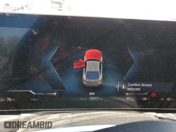 2023 BMW i4 eDrive40 with VIN WBY73AW0XPFR26365, listed as a Copart auction lot 56900944 with 15,017 mi miles and Salvage Title. Bid and sale history available at carsss.com. Image 9.