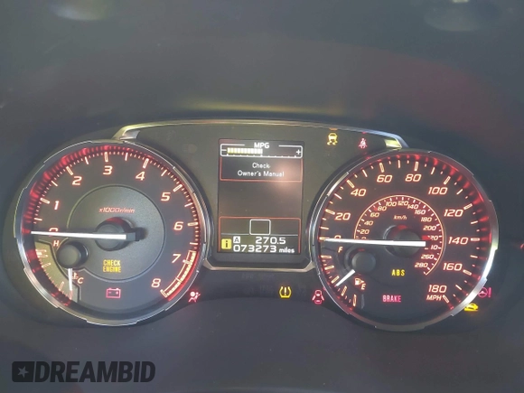 2015 Subaru WRX with VIN JF1VA1A65F9818409, listed as a IAAI auction lot 40895247 with 73,273 mi miles. Bid and sale history available at carsss.com. Image 7.