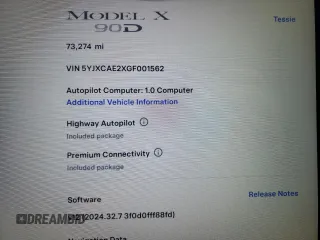 2016 Tesla Model X 70D with VIN 5YJXCAE2XGF001562, listed as a Copart auction lot 53539225 with 73,274 mi miles and Salvage Title. Bid and sale history available at carsss.com. Image 9.