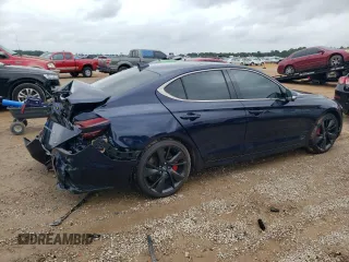 2023 Genesis G70 3.3T with VIN KMTG54TE1PU106024, listed as a Copart auction lot 70501604 with 24,470 mi miles and Salvage Title. Bid and sale history available at DreamBid. Image 3.