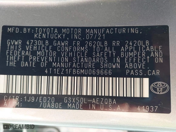 2021 Toyota Avalon XSE Nightshade with VIN 4T1EZ1FB6MU069666, listed as a IAAI auction lot 41684183 with 75,320 mi miles. Bid and sale history available at carsss.com. Image 9.