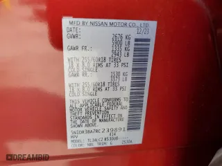 2024 Nissan Pathfinder SV with VIN 5N1DR3BA7RC239891, listed as a Copart auction lot 50899395 with 39,124 mi miles and Non Repairable. Bid and sale history available at carsss.com. Image 15.