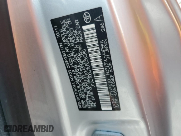 2012 Toyota Yaris L with VIN JTDJTUD39CD508388, listed as a Copart auction lot 53897885 with 118,256 mi miles and Salvage Title. Bid and sale history available at carsss.com. Image 12.