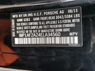 2014 Porsche Cayenne Diesel with VIN WP1AF2A24ELA34560, listed as a Copart auction lot 50152235 with 110,187 mi miles and Salvage title. Bid and sale history available at DreamBid. Image 14.