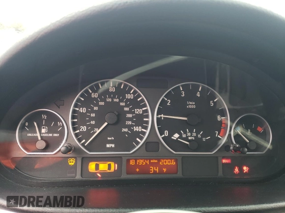 2002 BMW 3 Series 330i with VIN WBAEV53482KM01948, listed as a Copart auction lot 44892145 with 181,954 mi miles and Salvage Title. Bid and sale history available at carsss.com. Image 9.