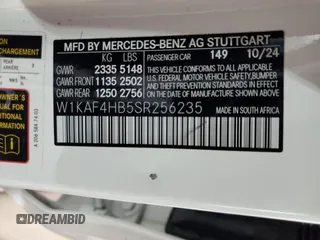 2025 Mercedes-Benz C 300 with VIN W1KAF4HB5SR256235, listed as a Copart auction lot 54407365 with 4,645 mi miles and Clean Title. Bid and sale history available at DreamBid. Image 13.