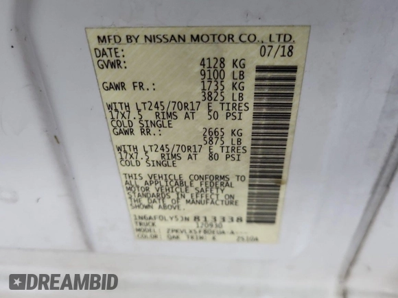 2018 Nissan NV S with VIN 1N6AF0LY5JN813338, listed as a IAAI auction lot 42670898 with 98,698 mi miles and . Bid and sale history available at DreamBid. Image 65.