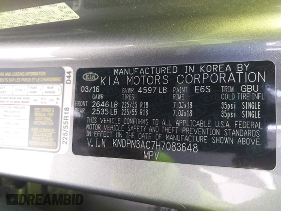 2017 Kia Sportage EX with VIN KNDPN3AC7H7083648, listed as a IAAI auction lot 42464382 with 200,167 mi miles and . Bid and sale history available at DreamBid. Image 9.