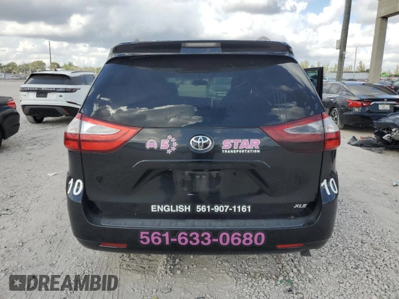 2015 Toyota Sienna XLE with VIN 5TDYK3DC7FS611488, listed as a Copart auction lot 45580075 with 193,344 mi miles and Salvage Title. Bid and sale history available at DreamBid. Image 6.