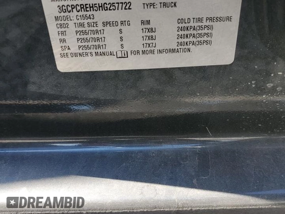 2017 Chevrolet Silverado 1500 LT with VIN 3GCPCREH5HG257722, listed as a Copart auction lot 70700684 with 170,651 mi miles and Salvage Title. Bid and sale history available at DreamBid. Image 12.