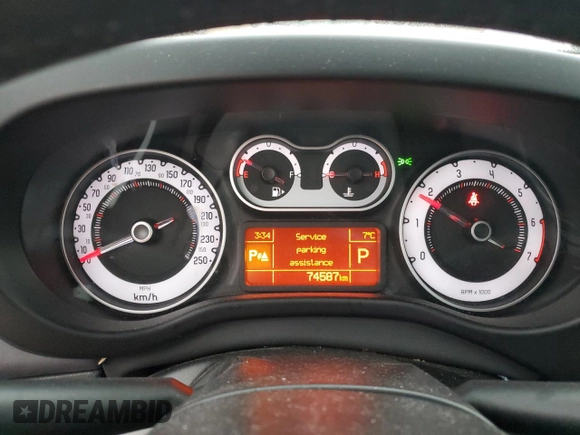 2015 FIAT 500L Lounge with VIN ZFBCFACH8FZ035234, listed as a Copart auction lot 79891324 with 74,587 mi miles and Salvage Title. Bid and sale history available at carsss.com. Image 9.