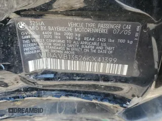 2006 BMW 3 Series 325i with VIN WBAVB13526KX41399, listed as a Copart auction lot 74233224 with 116,737 mi miles and Salvage Title. Bid and sale history available at carsss.com. Image 15.