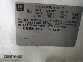 2017 Chevrolet Sonic LT with VIN 1G1JG6SG0H4155416, listed as a Copart auction lot 85453214 with Not provided miles and Salvage title. Bid and sale history available at DreamBid. Image 12.