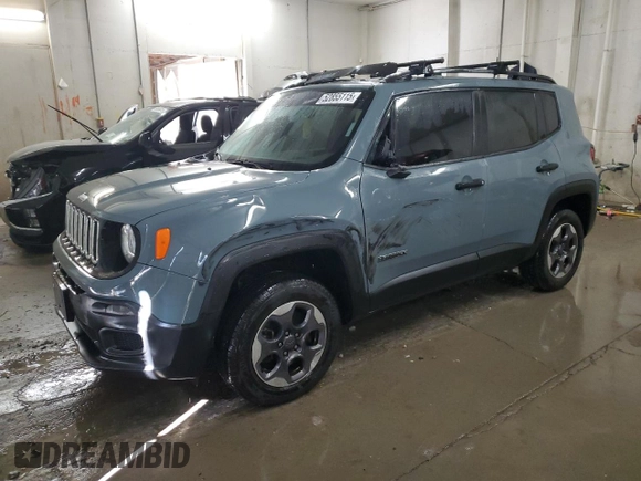 2017 Jeep Renegade Sport with VIN ZACCJBAB1HPG23090, listed as a Copart auction lot 52855115 with 72,821 mi miles and Salvage Title. Bid and sale history available at carsss.com. Image 1.