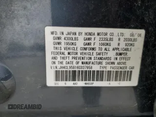 2006 Acura TSX z VIN JH4CL95816C037958, wystawiony jako Copart lot #52563495 z przebiegiem 234 410 mil mil oraz Szkoda całkowita • Salvage title. Historia ofert i sprzedaży dostępna na DreamBid. Obrazek 14.