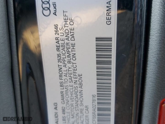 2024 Audi A5 Sportback S line Premium with VIN WAUDACF55RA027816, listed as a Copart auction lot 67306724 with 3,622 mi miles and Salvage Title. Bid and sale history available at carsss.com. Image 12.