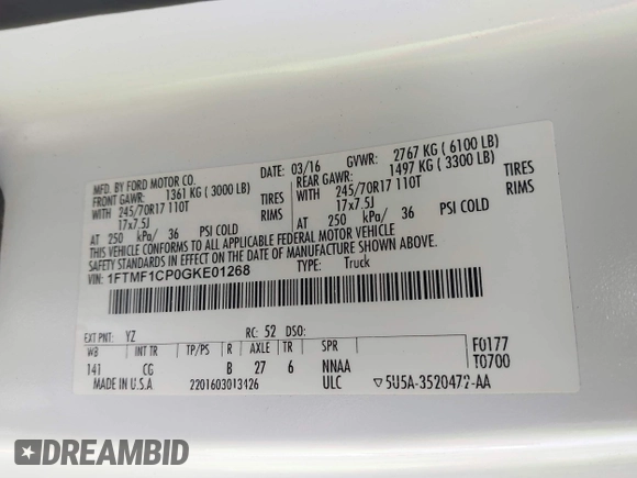 2016 Ford F-150 XL with VIN 1FTMF1CP0GKE01268, listed as a IAAI auction lot 41511001 with 198,372 mi miles. Bid and sale history available at carsss.com. Image 9.