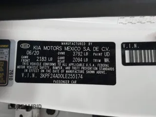 2020 Kia Forte LXS z VIN 3KPF24AD0LE255174, wystawiony jako IAAI lot #42273738 z przebiegiem 72 237 mil mil oraz . Historia ofert i sprzedaży dostępna na DreamBid. Obrazek 9.