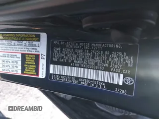 2012 Toyota Camry L with VIN 4T1BF1FK3CU039163, listed as a IAAI auction lot 41822537 with 166,869 mi miles and . Bid and sale history available at carsss.com. Image 9.