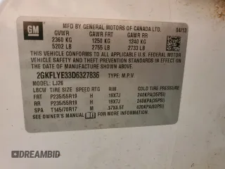 2013 GMC Terrain Denali with VIN 2GKFLYE33D6327836, listed as a Copart auction lot 87703215 with 136,666 mi miles and Salvage Title. Bid and sale history available at DreamBid. Image 16.