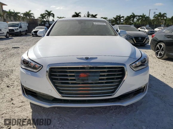 2019 Genesis G90 z VIN KMTF54JH1KU054539, wystawiony jako Copart lot #81937834 z przebiegiem 27 024 mil mil oraz Nie do naprawy • Non repairable. Historia ofert i sprzedaży dostępna na DreamBid. Obrazek 5.