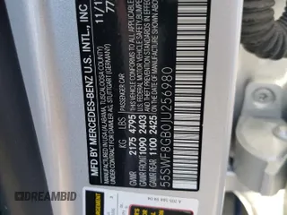 2018 Mercedes-Benz C 63 AMG with VIN 55SWF8GB0JU256980, listed as a Copart auction lot 43753793 with 61,270 mi miles and Salvage title. Bid and sale history available at DreamBid. Image 14.