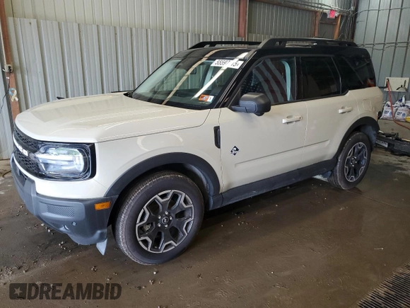 2025 Ford Bronco Sport Outer Banks with VIN 3FMCR9CN6SRE17295, listed as a Copart auction lot 55597115 with 338 mi miles and Salvage title. Bid and sale history available at DreamBid. Image 1.