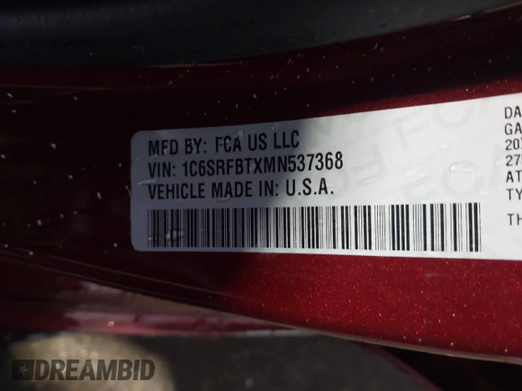 2021 Ram 1500 Big Horn z VIN 1C6SRFBTXMN537368, wystawiony jako IAAI lot #42183805 z przebiegiem 66 844 mil mil oraz . Historia ofert i sprzedaży dostępna na DreamBid. Obrazek 9.