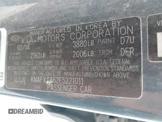 2014 Kia Forte LX with VIN KNAFX4A62E5221011, listed as a IAAI auction lot 42063598 with 187,649 mi miles. Bid and sale history available at carsss.com. Image 9.