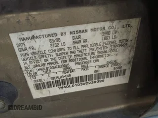 1998 Nissan Altima XE with VIN 1N4DL01D3WC239095, listed as a IAAI auction lot 41416191 with 173,071 mi miles. Bid and sale history available at carsss.com. Image 9.