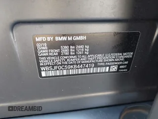 2019 BMW M5 Competition z VIN WBSJF0C59KB447419, wystawiony jako IAAI lot #41997505 z przebiegiem 74 990 mil mil oraz . Historia ofert i sprzedaży dostępna na DreamBid. Obrazek 9.