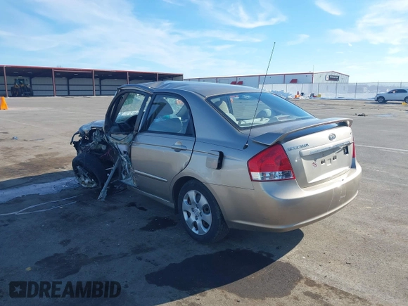 2008 Kia Spectra SX with VIN KNAFE121385500379, listed as a IAAI auction lot 41368598 with 1 mi miles. Bid and sale history available at carsss.com. Image 3.