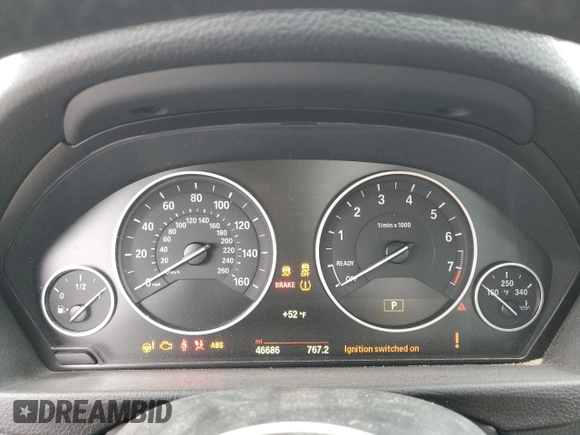 2015 BMW 3 Series 320i xDrive with VIN WBA3C3C57FP664516, listed as a Copart auction lot 50947495 with 46,686 mi miles and Salvage Title. Bid and sale history available at carsss.com. Image 9.