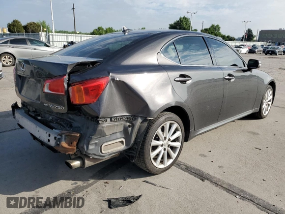 2010 Lexus IS 250 with VIN JTHCF5C29A5042532, listed as a Copart auction lot 62377585 with 204,755 mi miles and Salvage title. Bid and sale history available at DreamBid. Image 3.