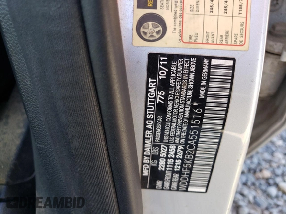 2012 Mercedes-Benz E 350 Luxury с VIN WDDHF5KB2CA551516, выставлен на аукционе Copart как лот 58275545 с пробегом 165 560 миль миль и Чистый • Clean title. История ставок и продаж доступна на DreamBid. Изображение 13.