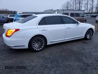 2017 Genesis G90 Premium with VIN KMHG34JA8HU033526, listed as a Copart auction lot 84528214 with 74,423 mi miles and Salvage Title. Bid and sale history available at DreamBid. Image 3.