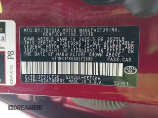 2016 Toyota Camry XSE with VIN 4T1BK1FK6GU572898, listed as a IAAI auction lot 41765470 with 157,650 mi miles. Bid and sale history available at carsss.com. Image 9.