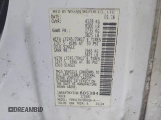 2016 Nissan NV SV with VIN 1N6AF0KY2GN805384, listed as a IAAI auction lot 41836205 with 168,103 mi miles. Bid and sale history available at carsss.com. Image 9.