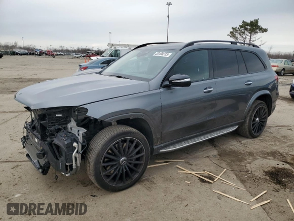 2021 Mercedes-Benz GLS with VIN 4JGFF8KE2MA472213, listed as a Copart auction lot 52400315 with 57,561 mi miles and Salvage Title. Bid and sale history available at carsss.com. Image 1.