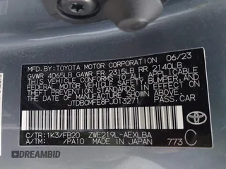 2023 Toyota Corolla Hybrid LE with VIN JTDBCMFE8PJ013271, listed as a IAAI auction lot 42099797 with 14,080 mi miles and . Bid and sale history available at carsss.com. Image 9.